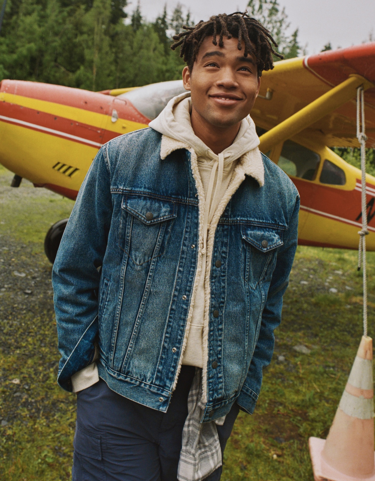 Buy AE Denim Sherpa Trucker Jacket online American Eagle Outfitters