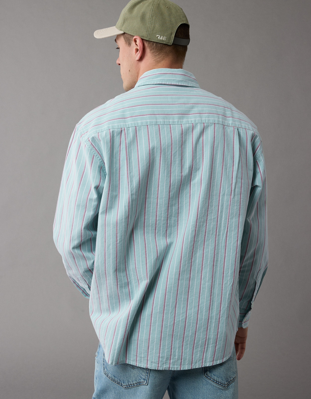 Buy AE Everyday Striped Oxford Button Up Shirt online American Eagle Outfitters