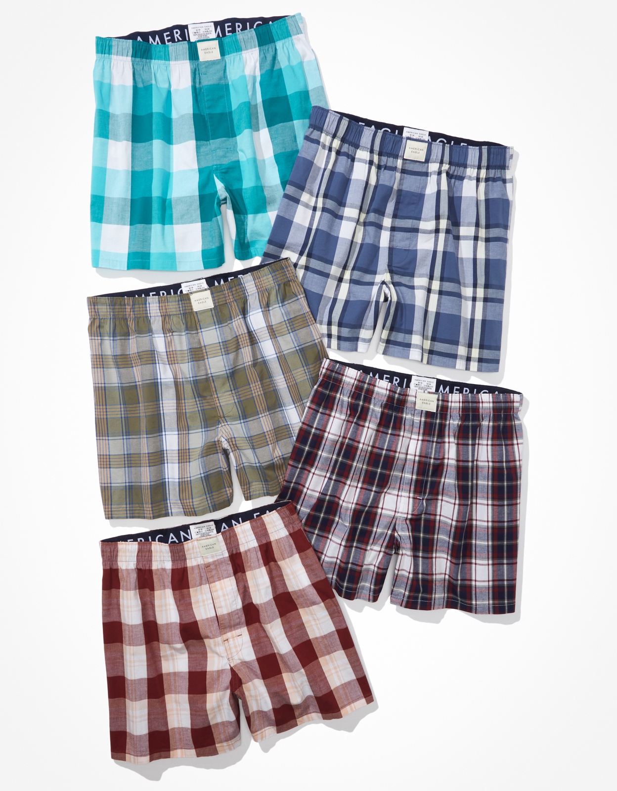 AEO Plaid Stretch Boxer Short 5 Pack
