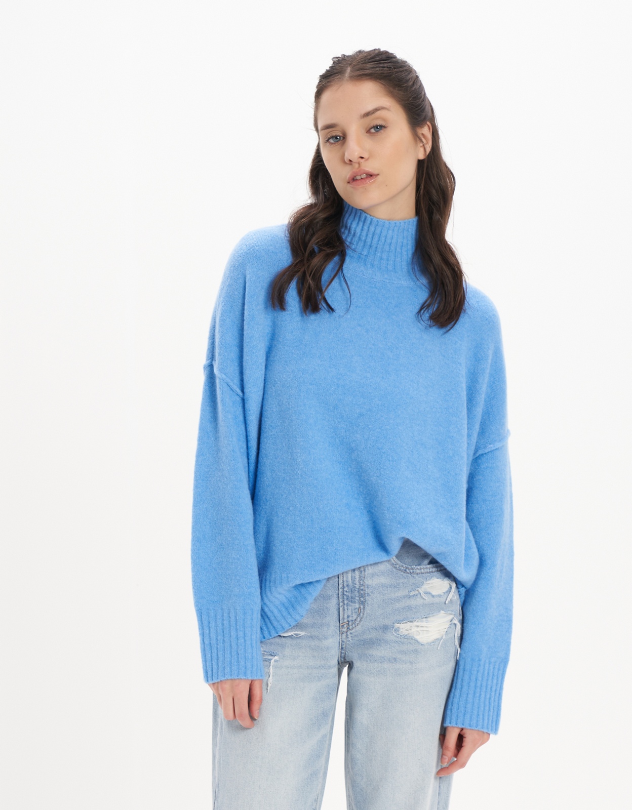 American Eagle Outfitters Self Design V Neck Casual Women Blue Sweater -  Buy American Eagle Outfitters Self Design V Neck Casual Women Blue Sweater  Online at Best Prices in India