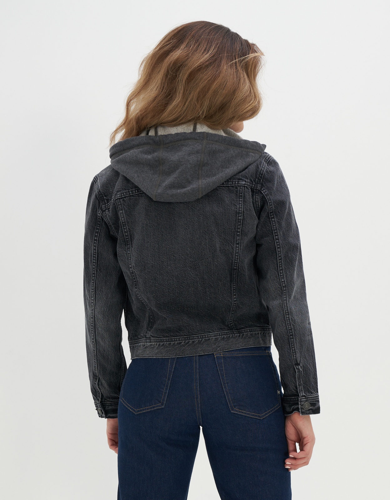 Jean jacket with clearance black hoodie
