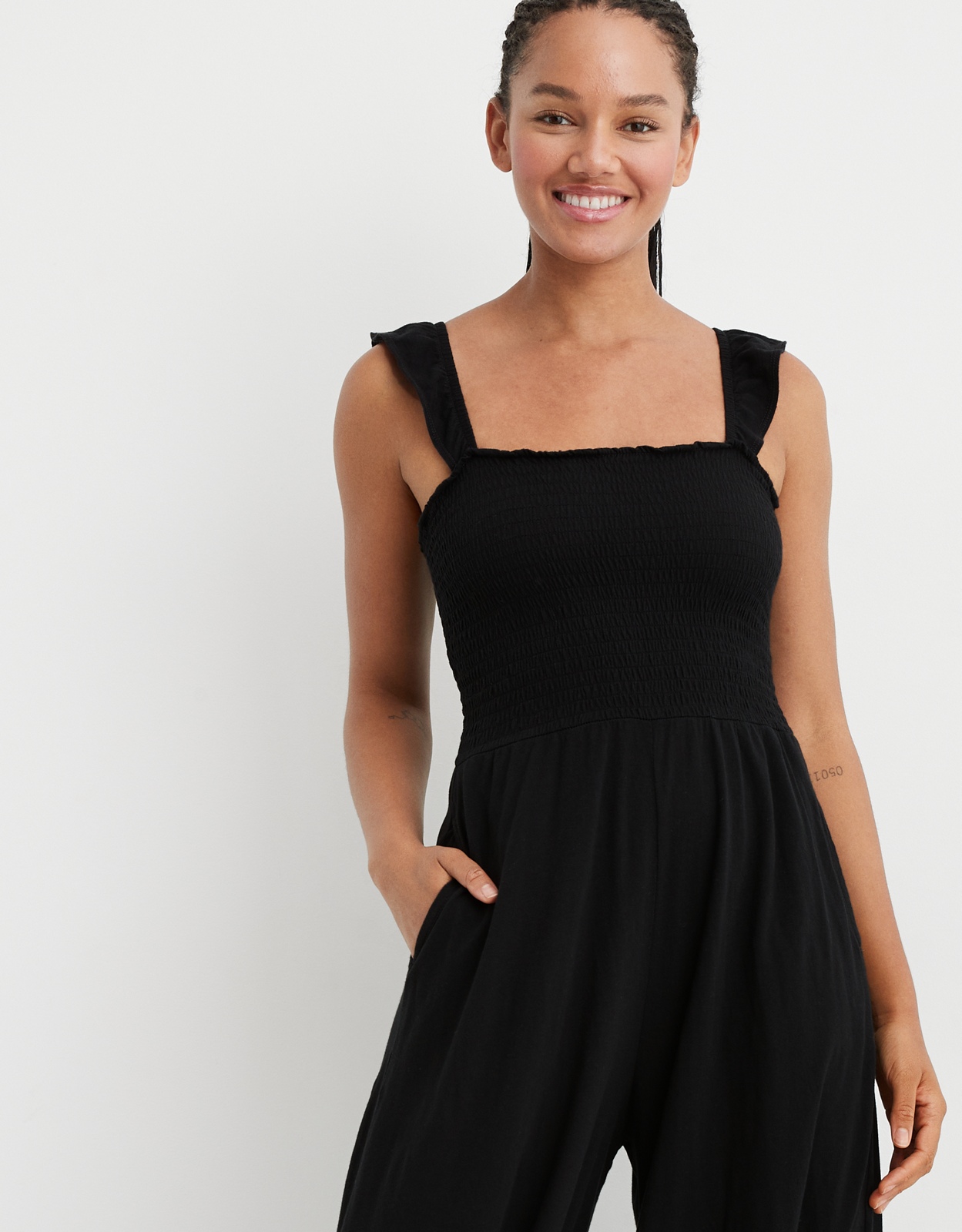 Buy Aerie Smocked Wide Leg Jumpsuit online