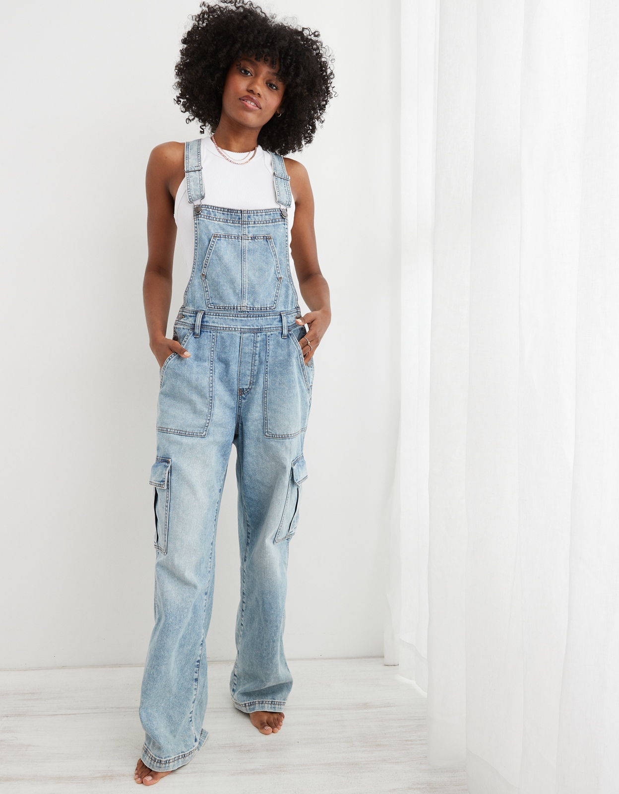 Buy Aerie Baggy Cargo Overalls online