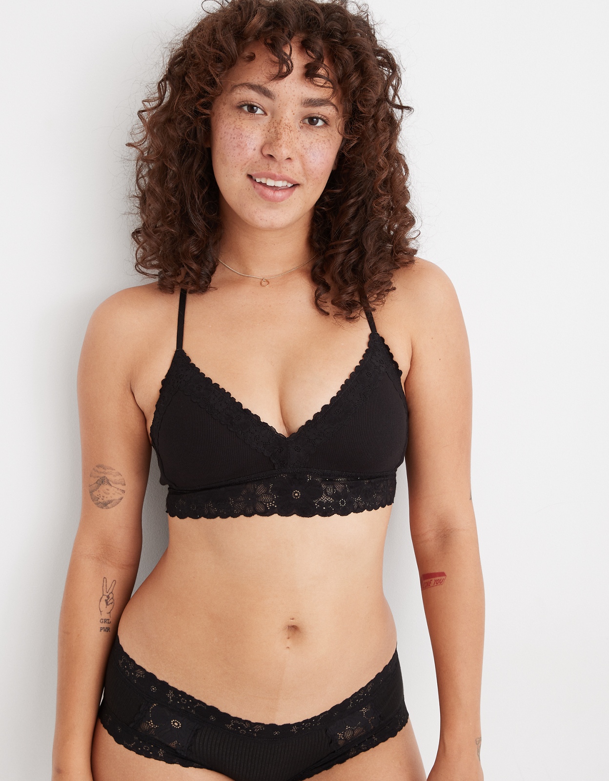 Buy Aerie Real Happy Wireless Lightly Lined Retro Lace Bra online