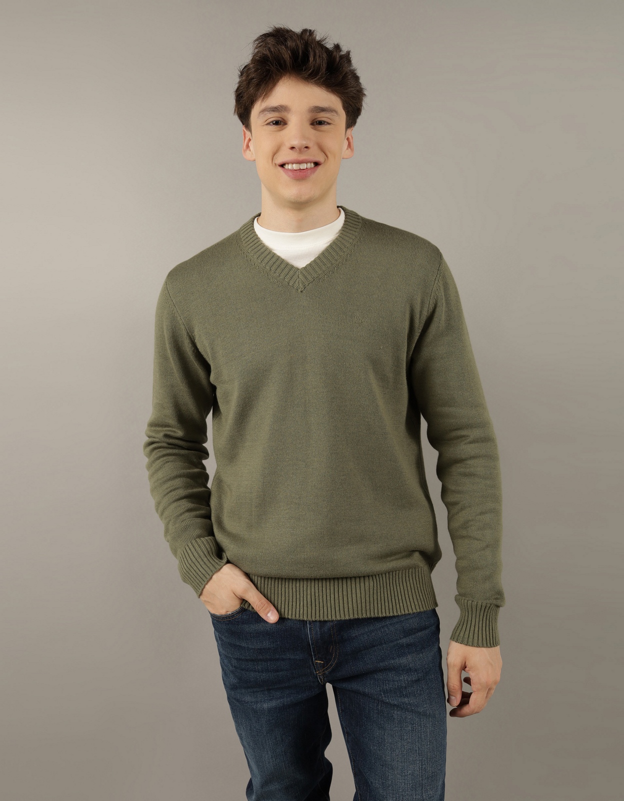 Buy AE Super Soft V-Neck Sweater online