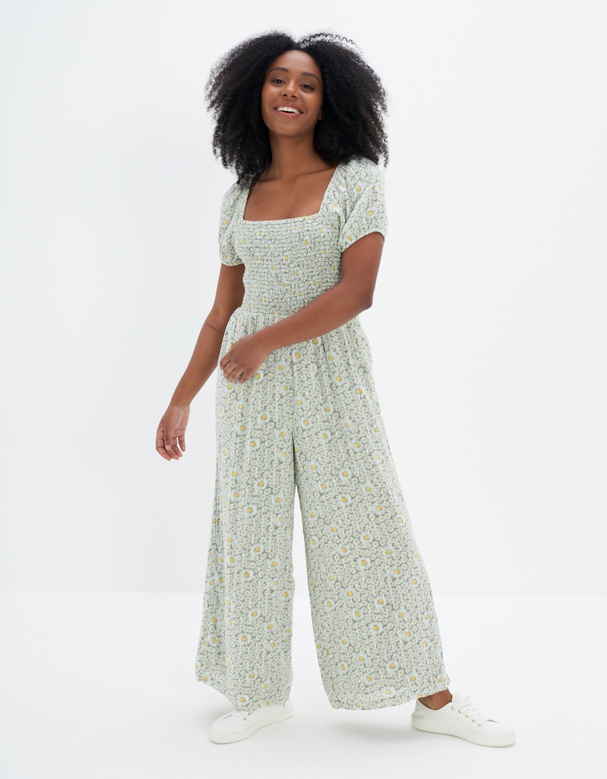 Buy AE Smocked Puff Sleeve Jumpsuit online