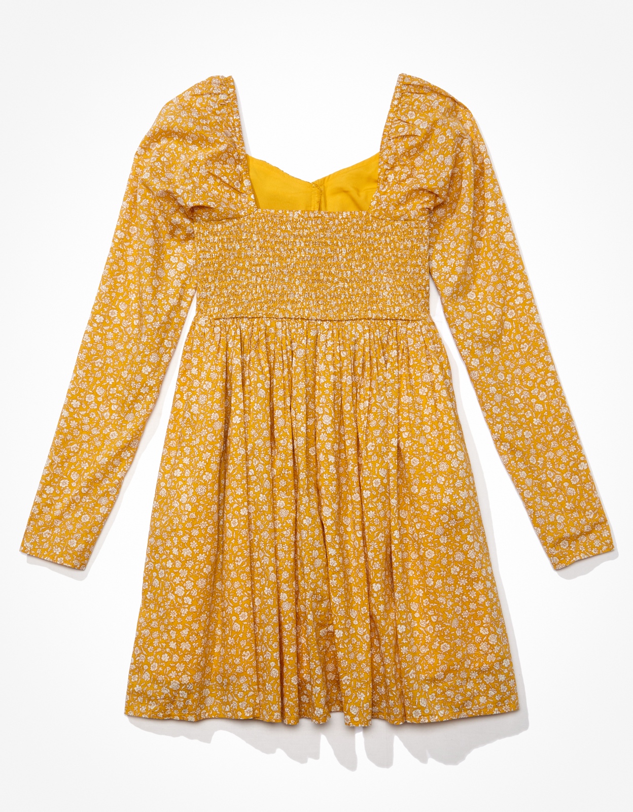 Buy AE Floral Ruched Long Sleeve Mini Dress online American Eagle Outfitters