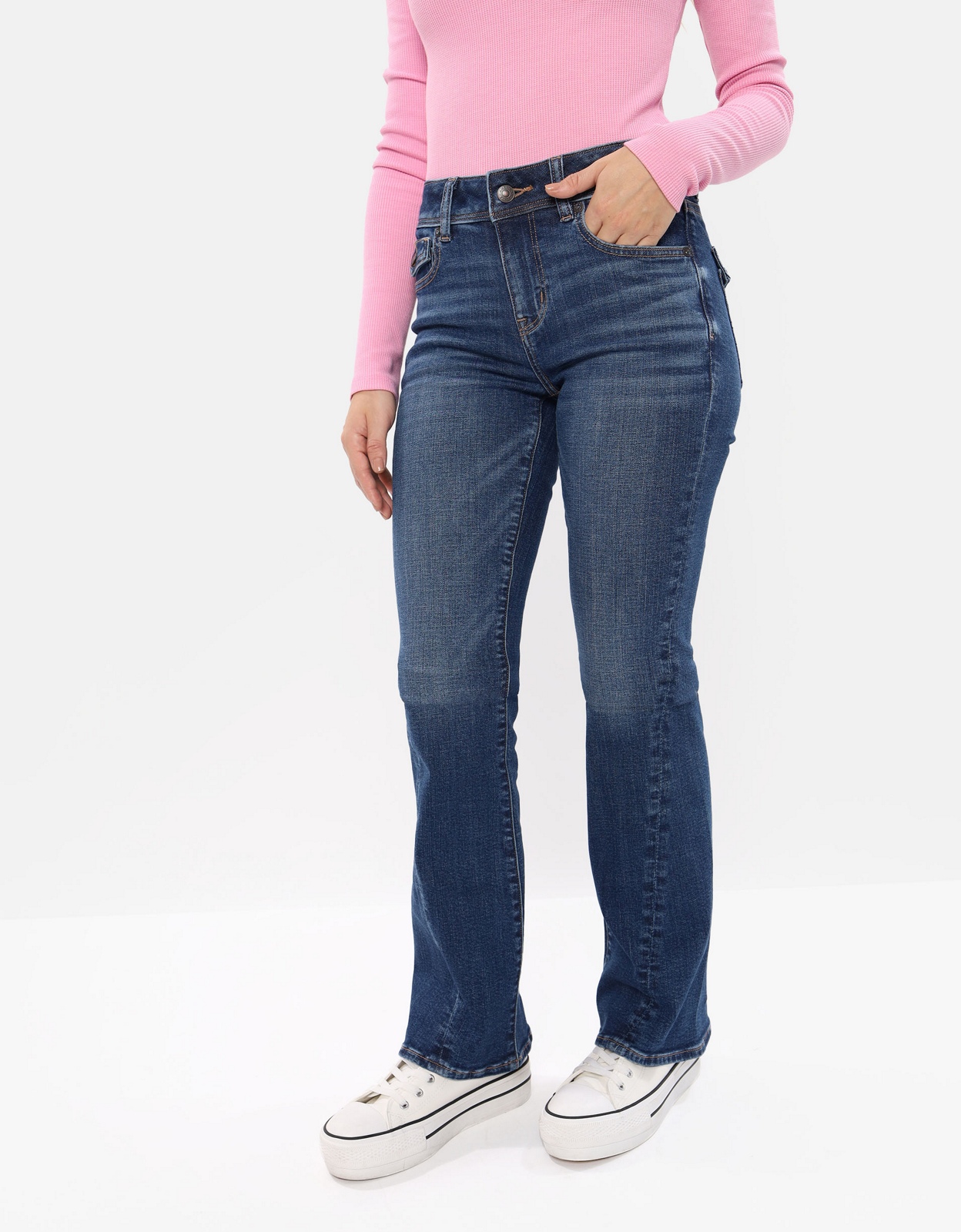 Buy AE Stretch Low-Rise Kick Bootcut Jean online | American Eagle Outfitters