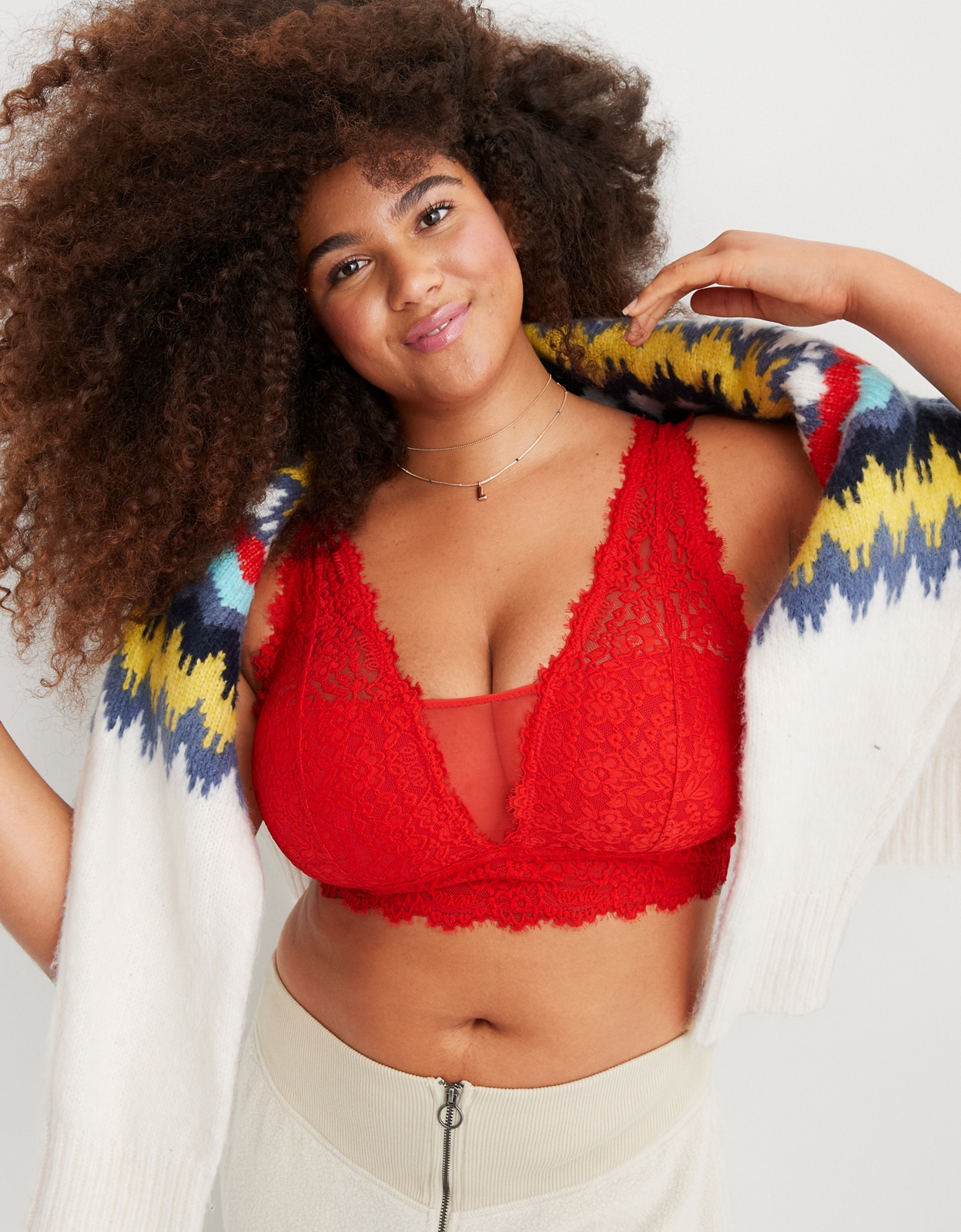 Buy Aerie Eyelash Lace Plunge Bralette online