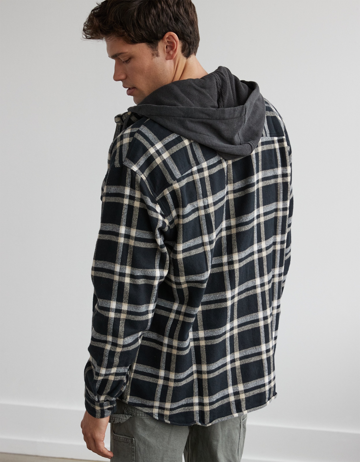 Mens flannel hotsell hoodie american eagle