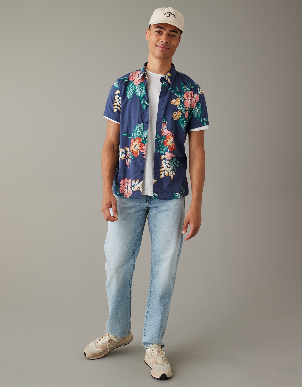Buy AE Tropical Button-Up Resort Shirt online | American Eagle ...