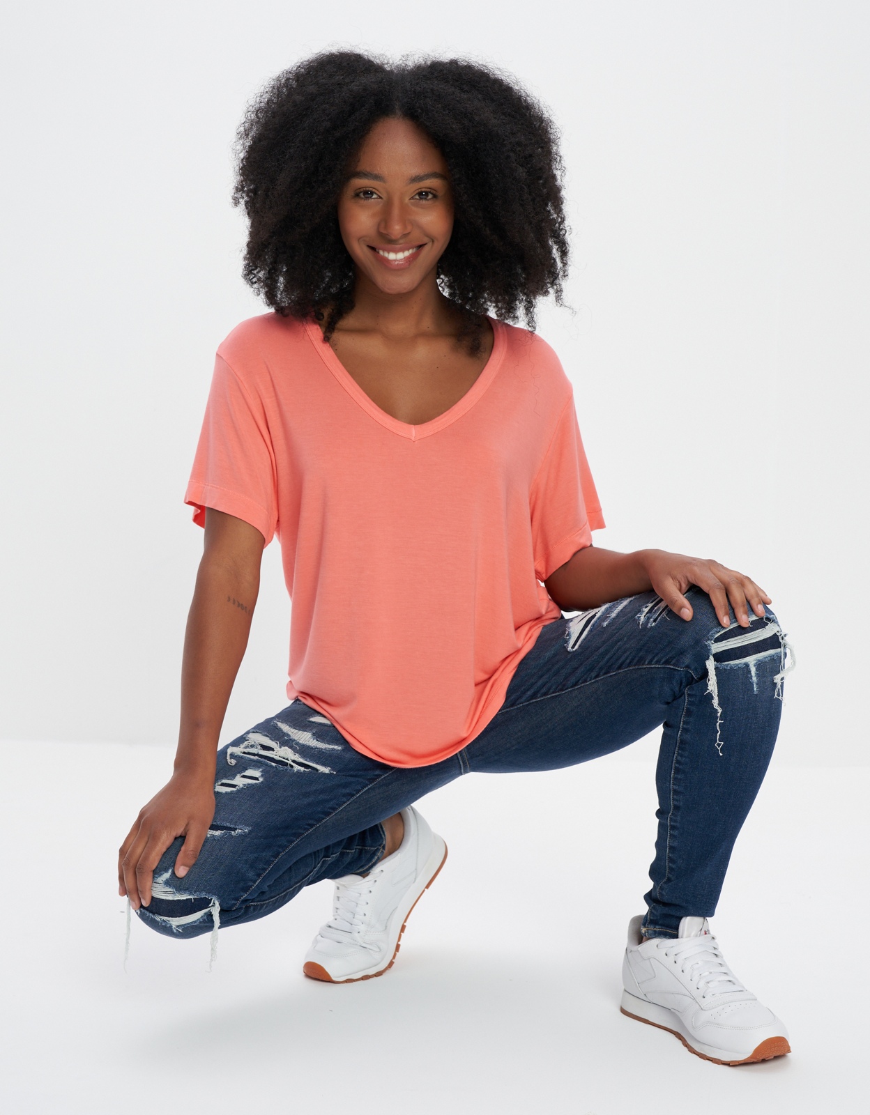 Orange v neck clearance t shirt