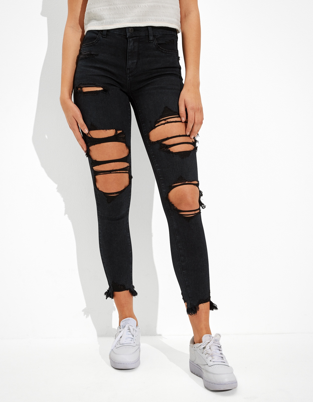 Buy AE Forever Soft Ripped High Waisted Jegging Crop online