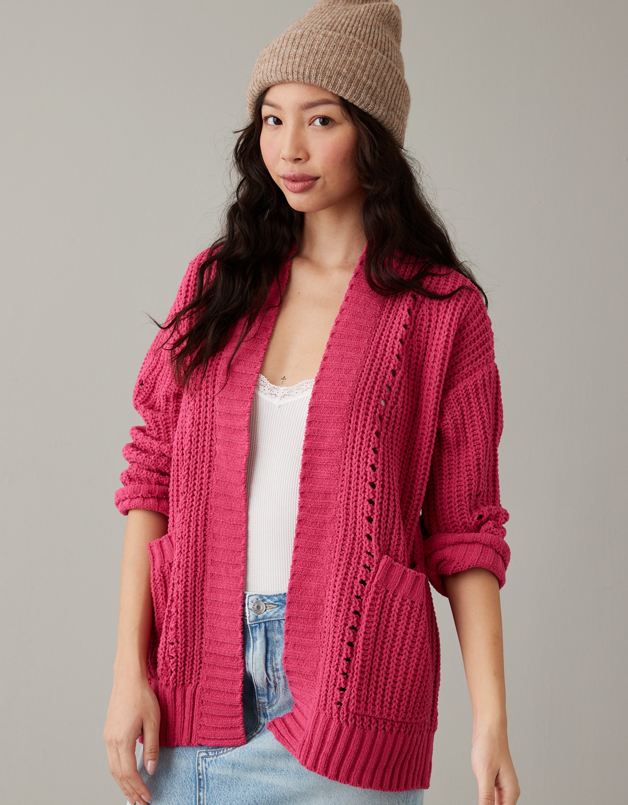 AE Open Chenille Cardigan