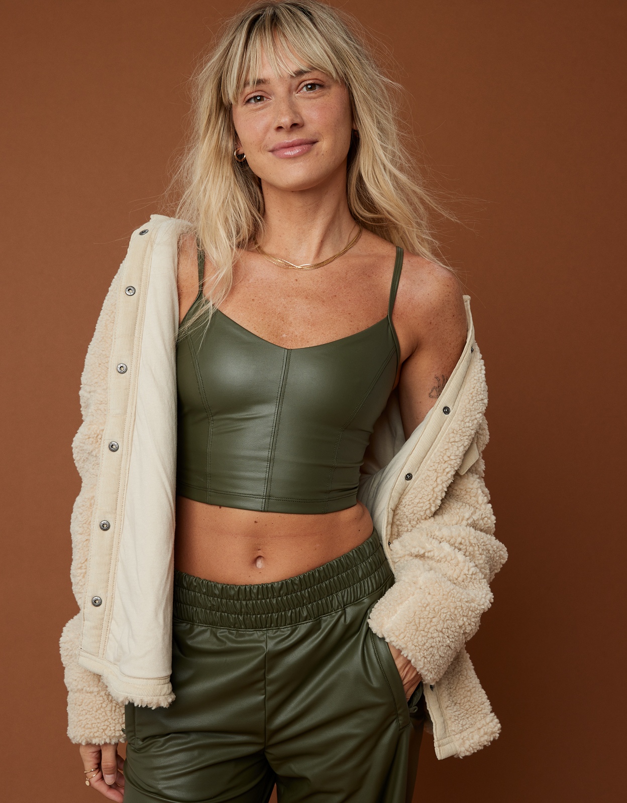 Buy OFFLINE By Aerie Real Luxe Faux Leather Bra Top online