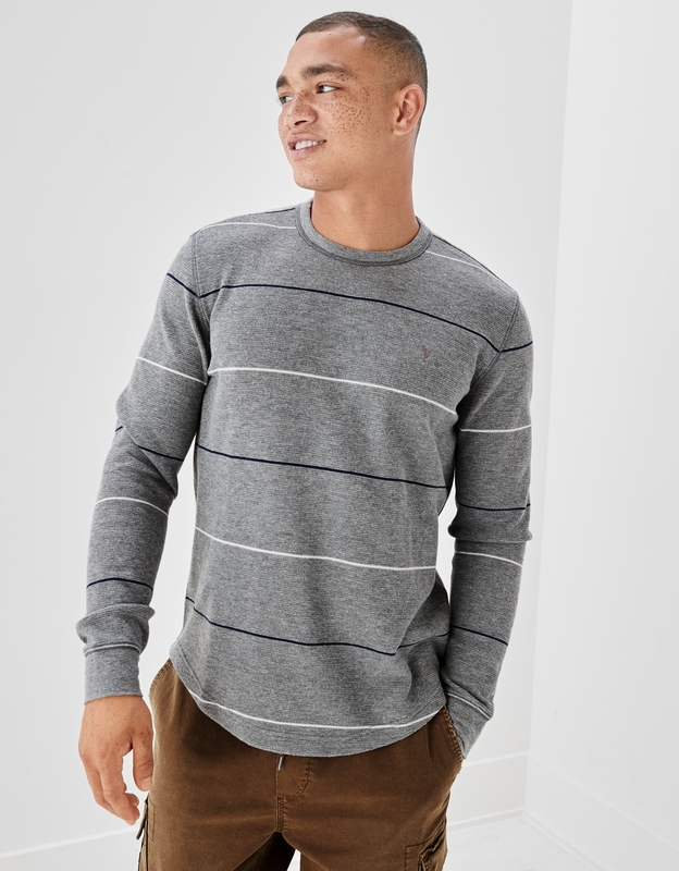 Buy AE Super Soft Long-Sleeve Striped Thermal Shirt online | American Eagle  Outfitters