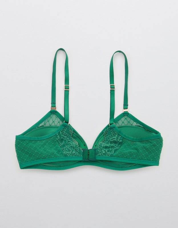 Aerie Real Power Plunge Push Up Far Out Lace Bra