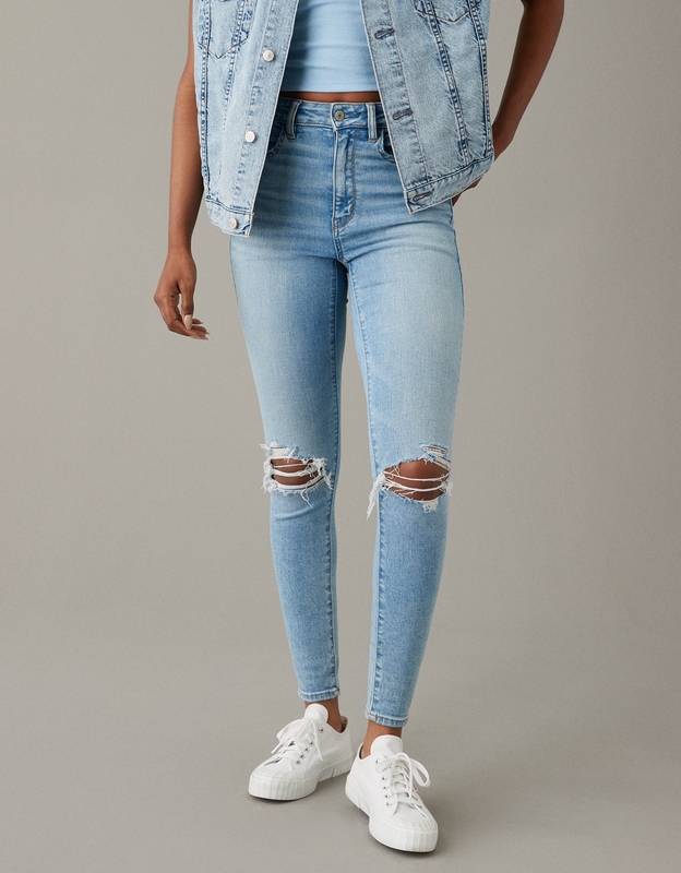 Buy AE Next Level Ripped Super High-Waisted Jegging online