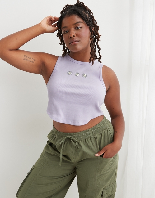 Buy Aerie Smiley® New Day High Neck Cropped Tank Top online