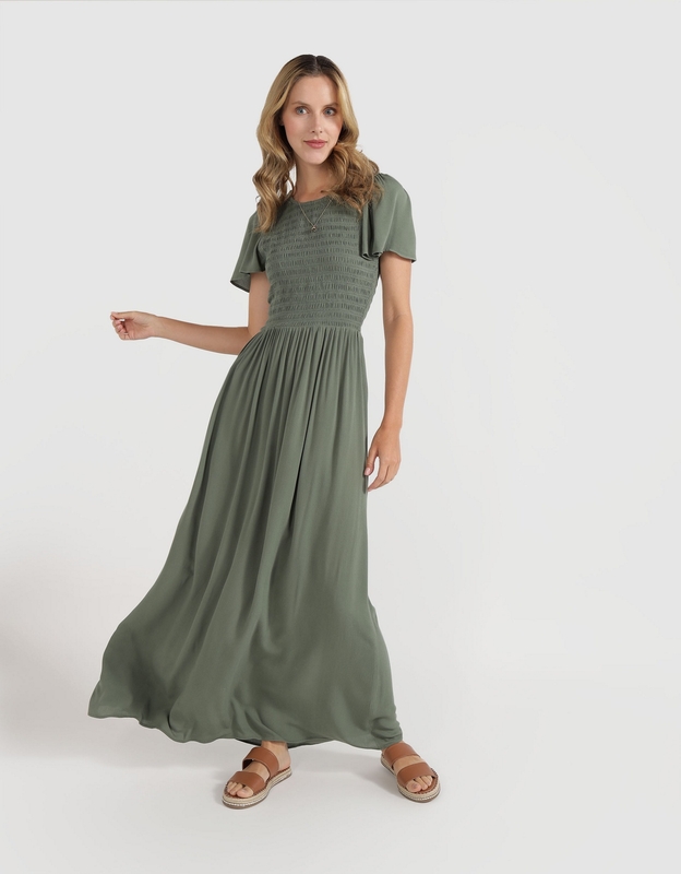 Buy Aerie Flutter Smocked Maxi Dress online